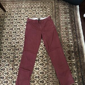 J. Crew Men Maroon Straight Leg Broken In Chinos